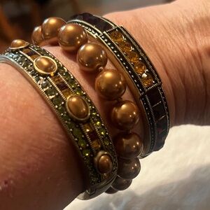Heidi Daus "Everyday Elegance" 3-piece Crystal Bangle Bracelet Set M/L gold NIB